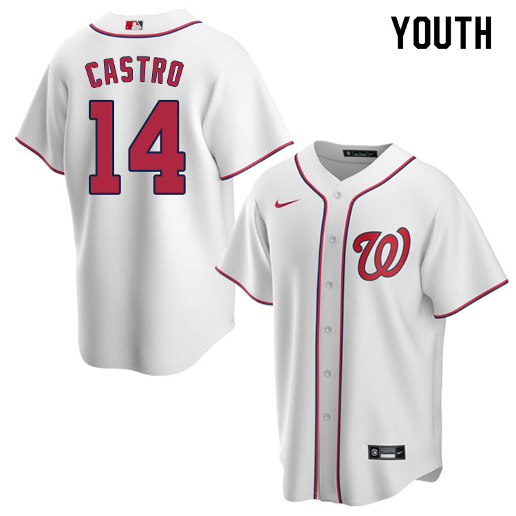 Nike Youth #14 Starlin Castro Washington Nationals Baseball Jerseys Sale-White - Click Image to Close